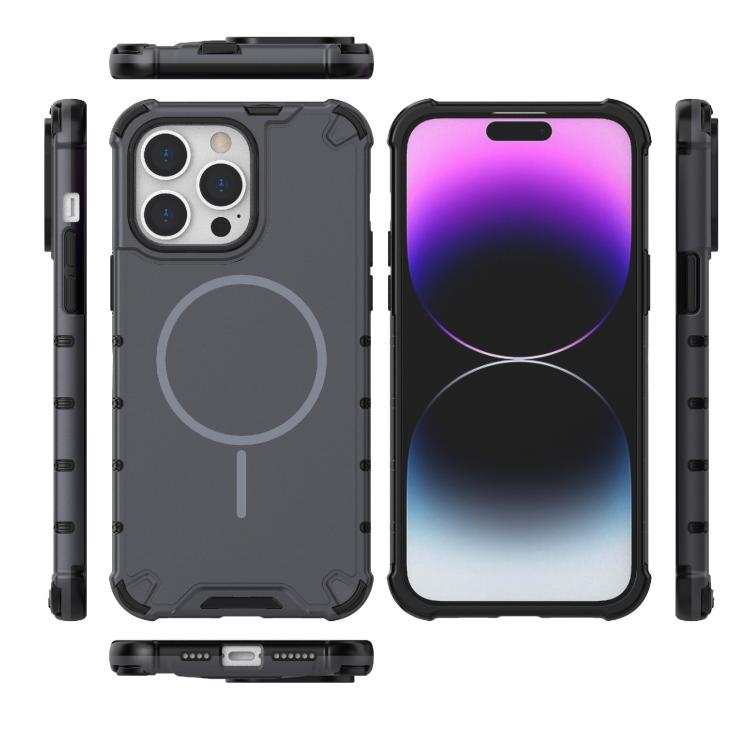 For iPhone 14 Pro Max Grating Solid Color MagSafe Magnetic Phone Case