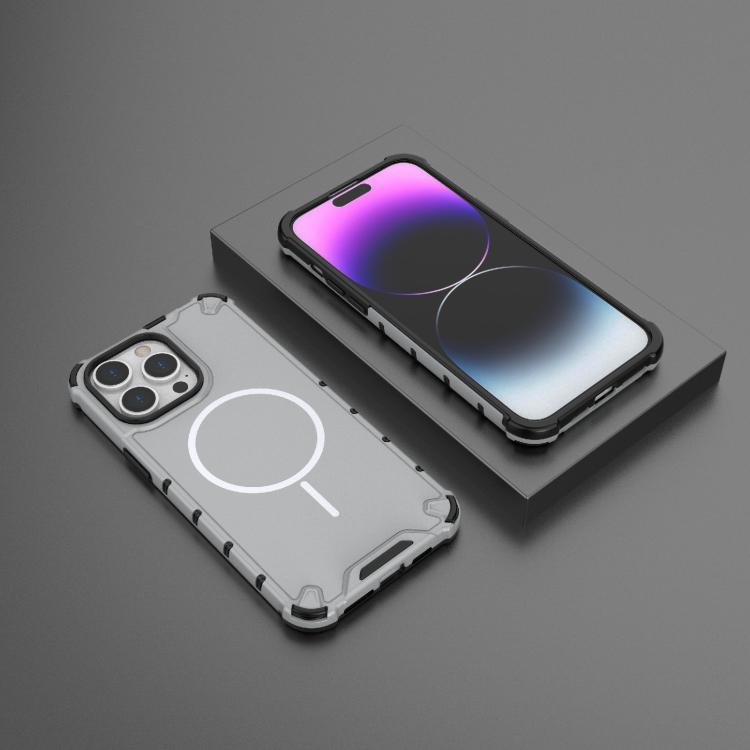 For iPhone 14 Pro Max Grating Solid Color MagSafe Magnetic Phone Case