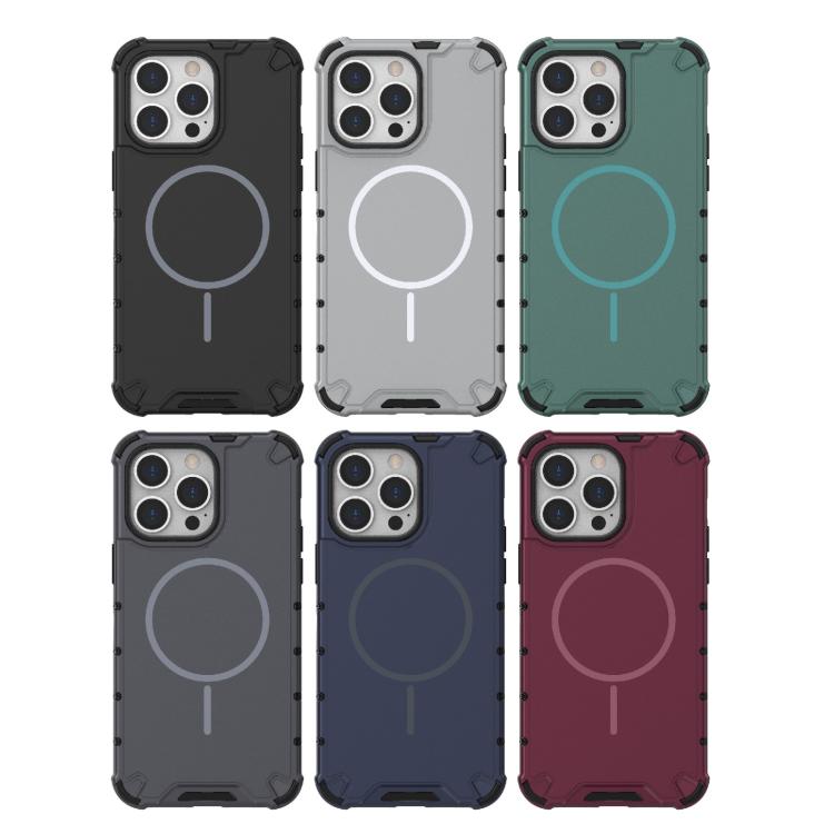 For iPhone 14 Pro Max Grating Solid Color MagSafe Magnetic Phone Case