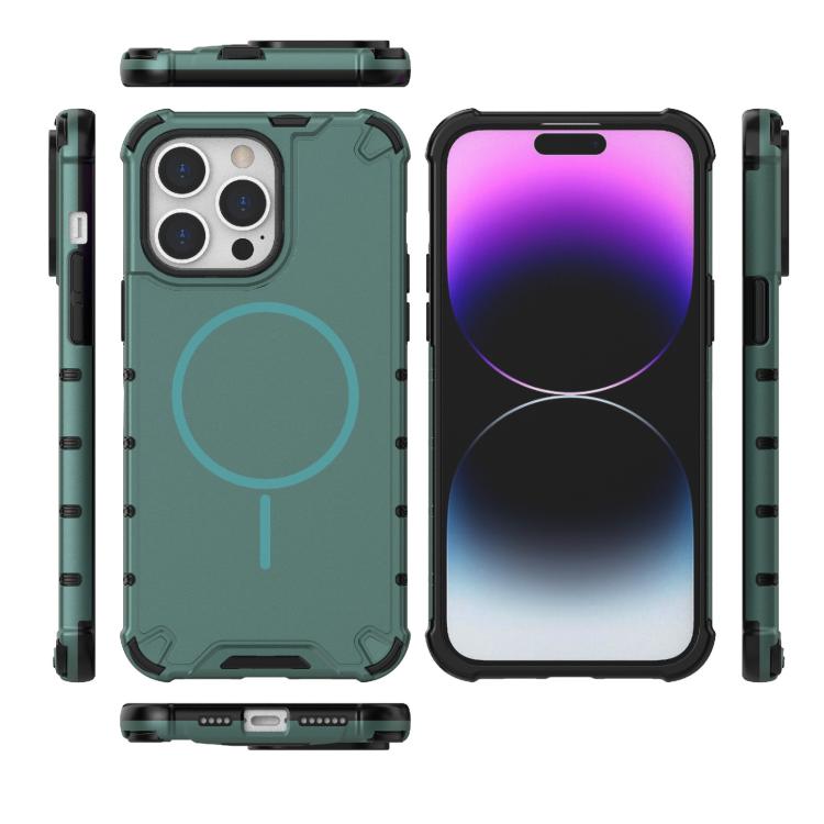 For iPhone 14 Pro Max Grating Solid Color MagSafe Magnetic Phone Case