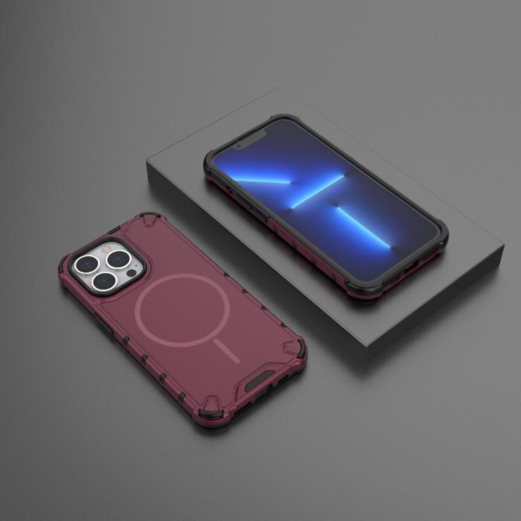 For iPhone 13 Pro Grating Solid Color MagSafe Magnetic Phone Case