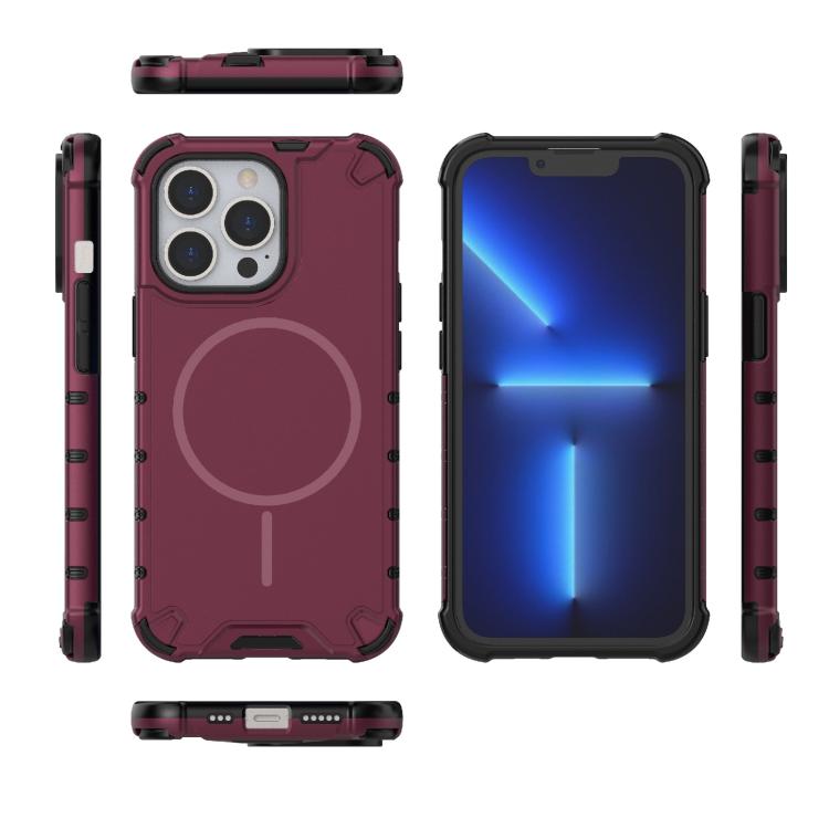 For iPhone 13 Pro Grating Solid Color MagSafe Magnetic Phone Case