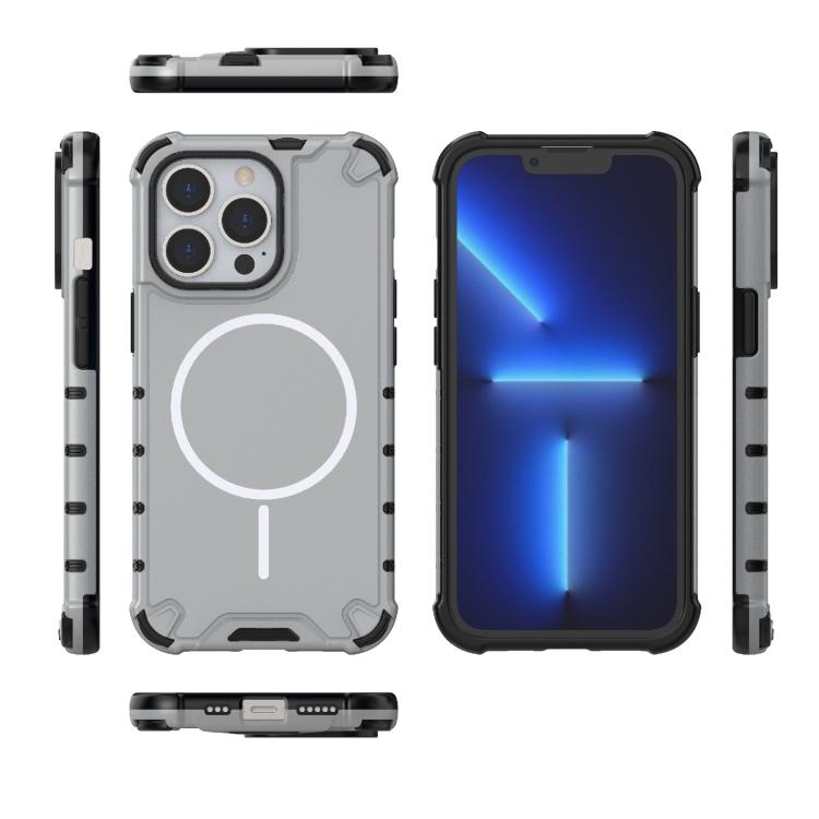 For iPhone 13 Pro Grating Solid Color MagSafe Magnetic Phone Case