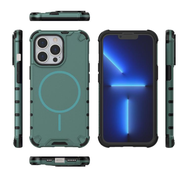 For iPhone 13 Pro Grating Solid Color MagSafe Magnetic Phone Case