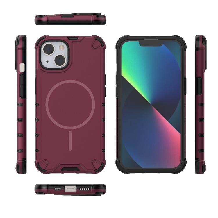 For iPhone 13 Grating Solid Color MagSafe Magnetic Phone Case