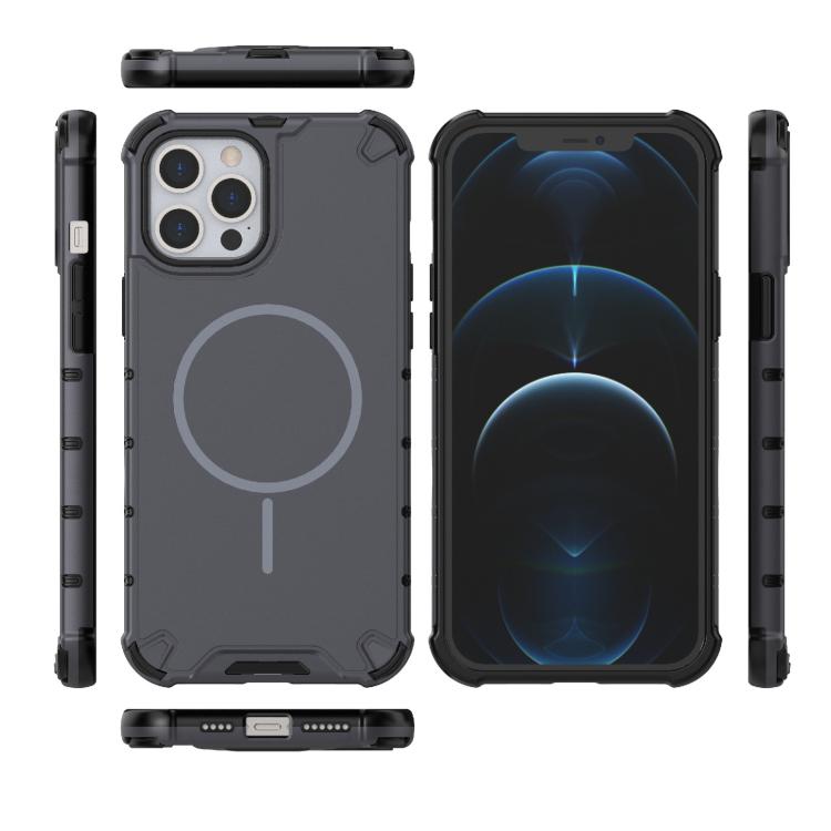 For iPhone 12 Pro Max Grating Solid Color MagSafe Magnetic Phone Case