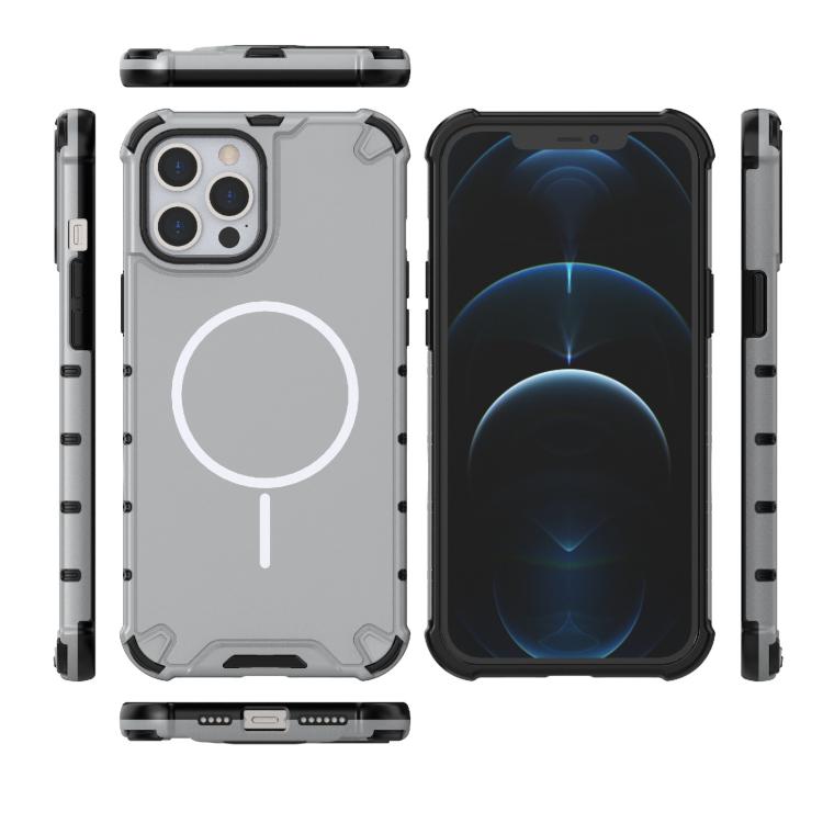 For iPhone 12 Pro Max Grating Solid Color MagSafe Magnetic Phone Case