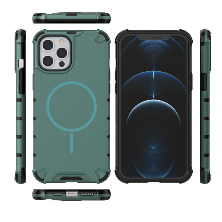 For iPhone 12 Pro Max Grating Solid Color MagSafe Magnetic Phone Case