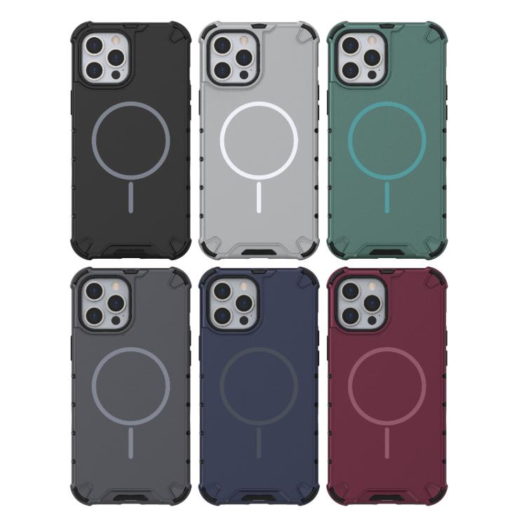 For iPhone 12 Pro Max Grating Solid Color MagSafe Magnetic Phone Case