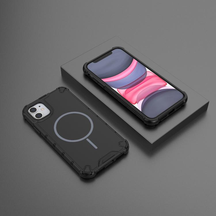 For iPhone 11 Grating Solid Color MagSafe Magnetic Phone Case