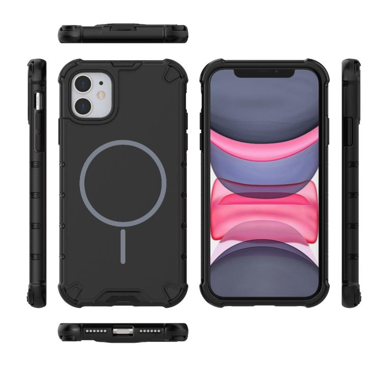 For iPhone 11 Grating Solid Color MagSafe Magnetic Phone Case