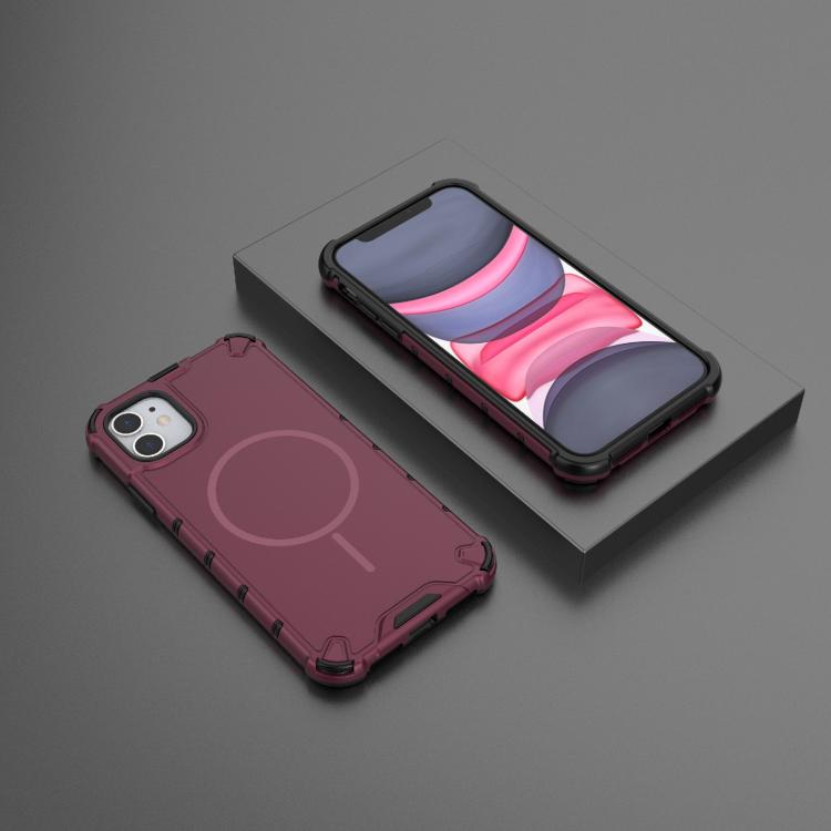 For iPhone 11 Grating Solid Color MagSafe Magnetic Phone Case