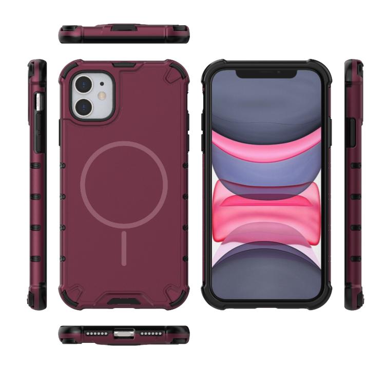 For iPhone 11 Grating Solid Color MagSafe Magnetic Phone Case