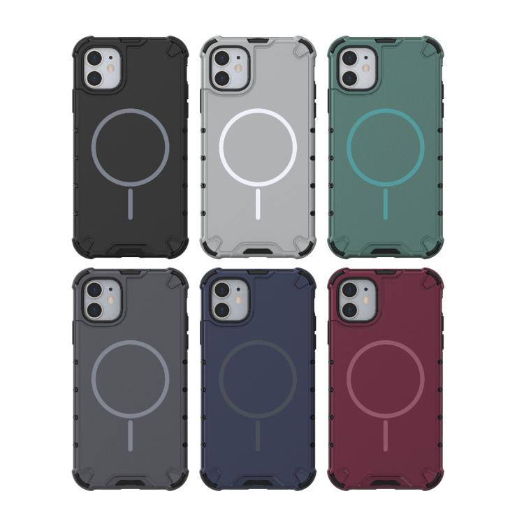 For iPhone 11 Grating Solid Color MagSafe Magnetic Phone Case