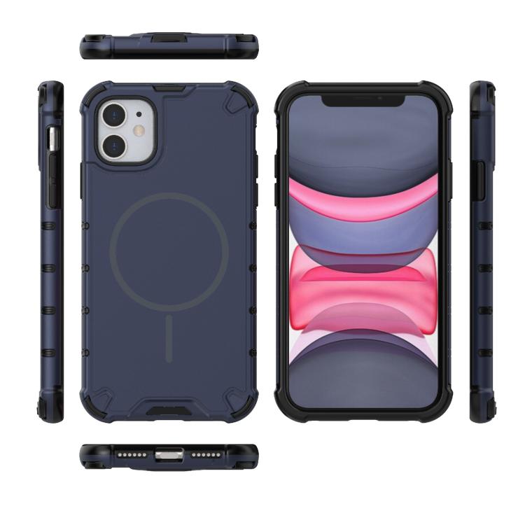 For iPhone 11 Grating Solid Color MagSafe Magnetic Phone Case