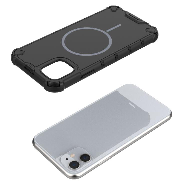 For iPhone 11 Grating Solid Color MagSafe Magnetic Phone Case