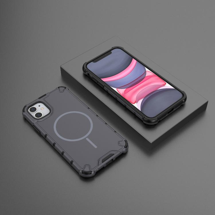 For iPhone 11 Grating Solid Color MagSafe Magnetic Phone Case