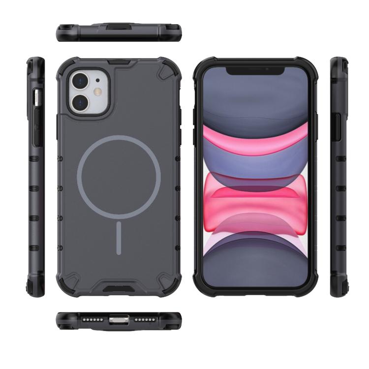 For iPhone 11 Grating Solid Color MagSafe Magnetic Phone Case