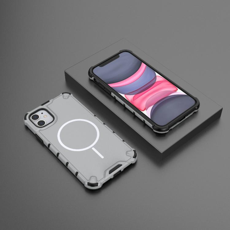 For iPhone 11 Grating Solid Color MagSafe Magnetic Phone Case