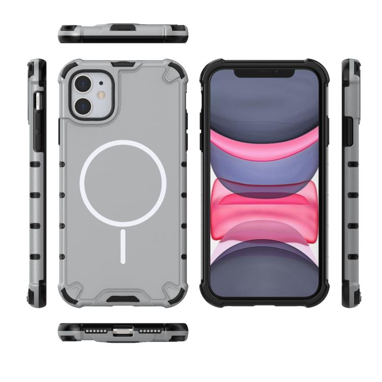For iPhone 11 Grating Solid Color MagSafe Magnetic Phone Case