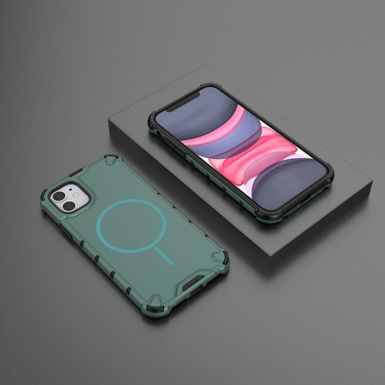 For iPhone 11 Grating Solid Color MagSafe Magnetic Phone Case
