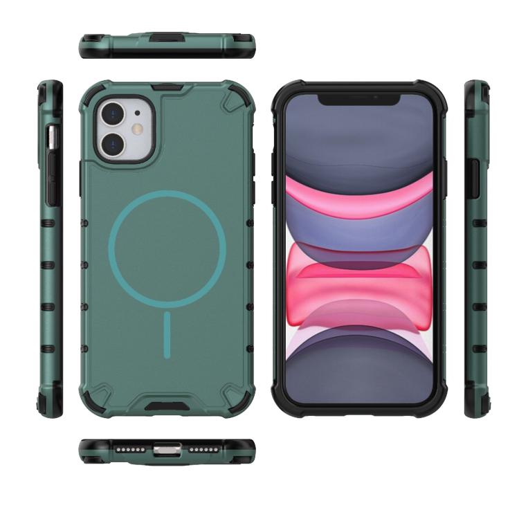For iPhone 11 Grating Solid Color MagSafe Magnetic Phone Case
