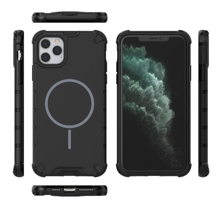 For iPhone 11 Pro Max Grating Solid Color MagSafe Magnetic Phone Case