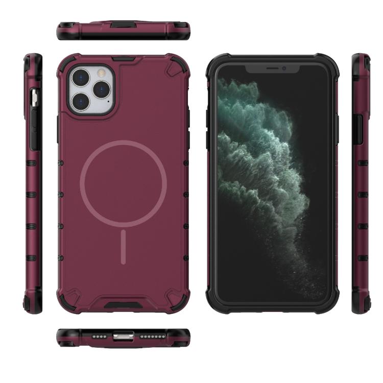 For iPhone 11 Pro Max Grating Solid Color MagSafe Magnetic Phone Case