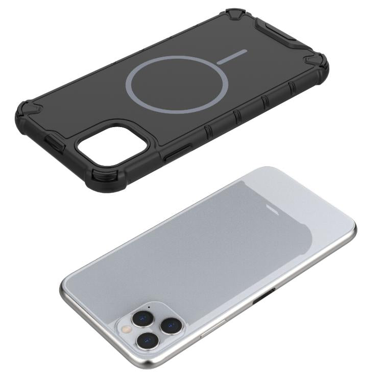 For iPhone 11 Pro Max Grating Solid Color MagSafe Magnetic Phone Case