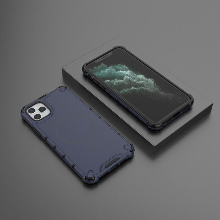For iPhone 11 Pro Max Grating Solid Color MagSafe Magnetic Phone Case