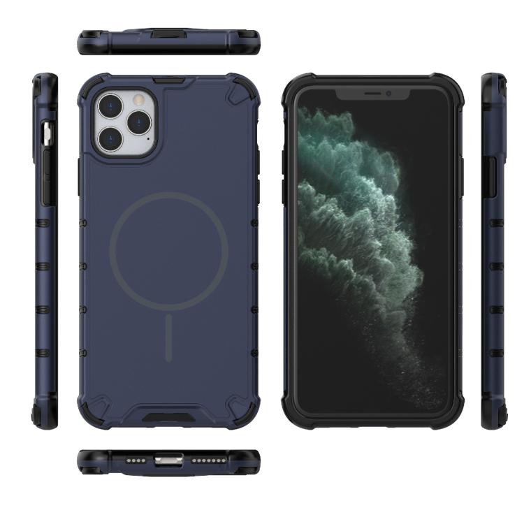 For iPhone 11 Pro Max Grating Solid Color MagSafe Magnetic Phone Case