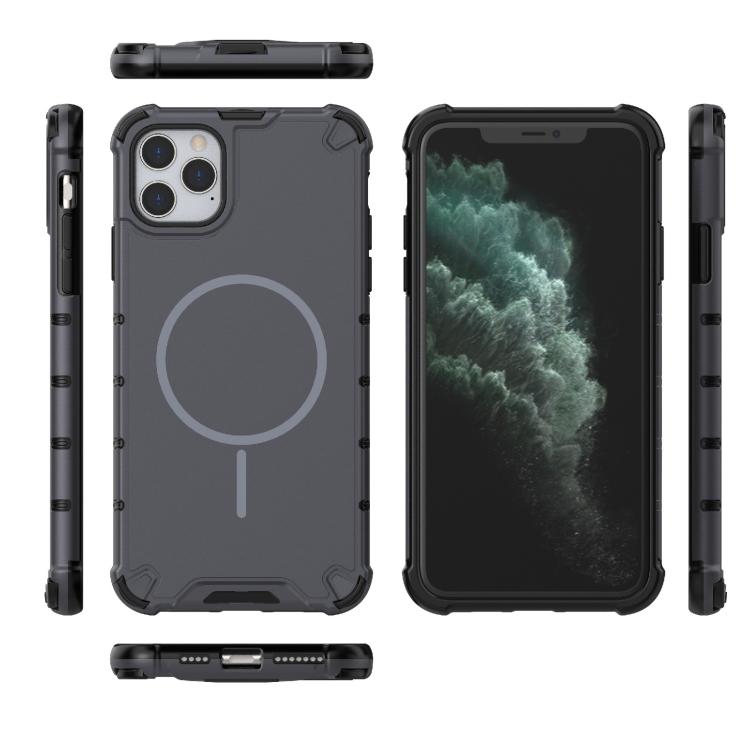For iPhone 11 Pro Max Grating Solid Color MagSafe Magnetic Phone Case