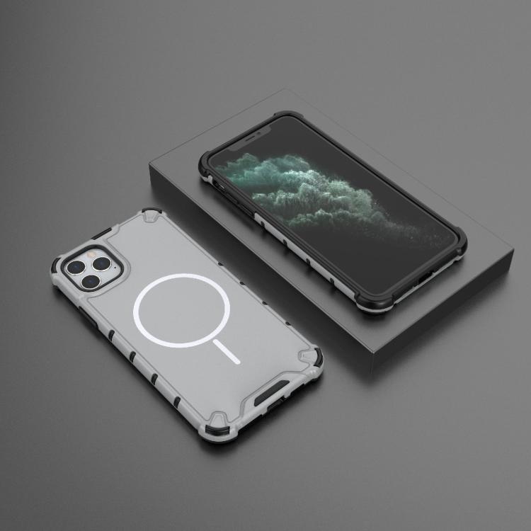 For iPhone 11 Pro Max Grating Solid Color MagSafe Magnetic Phone Case
