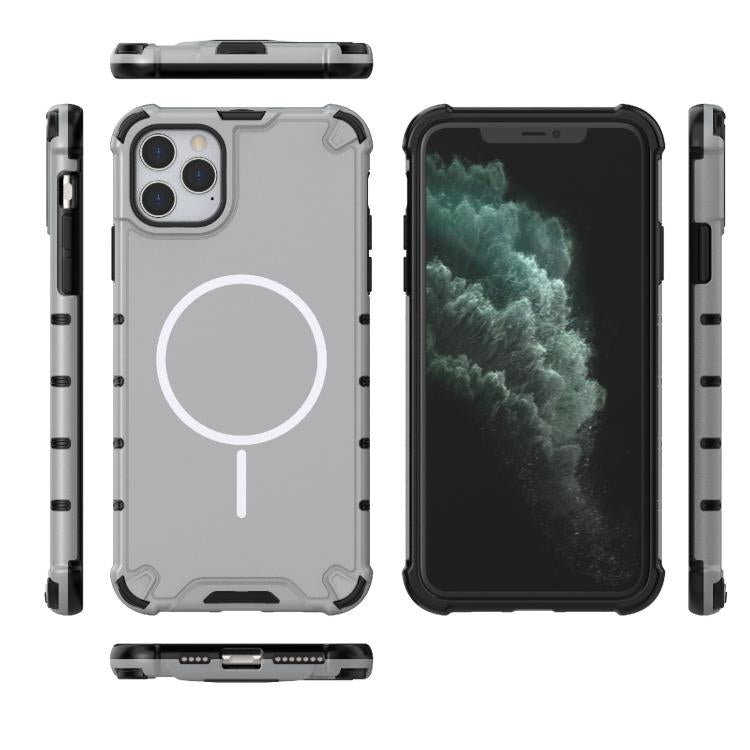 For iPhone 11 Pro Max Grating Solid Color MagSafe Magnetic Phone Case