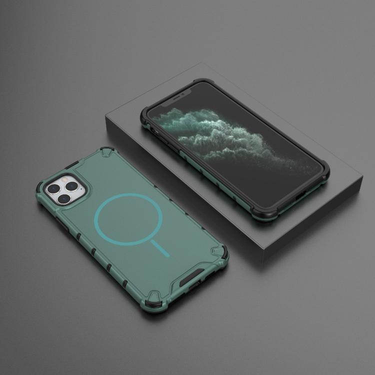 For iPhone 11 Pro Max Grating Solid Color MagSafe Magnetic Phone Case
