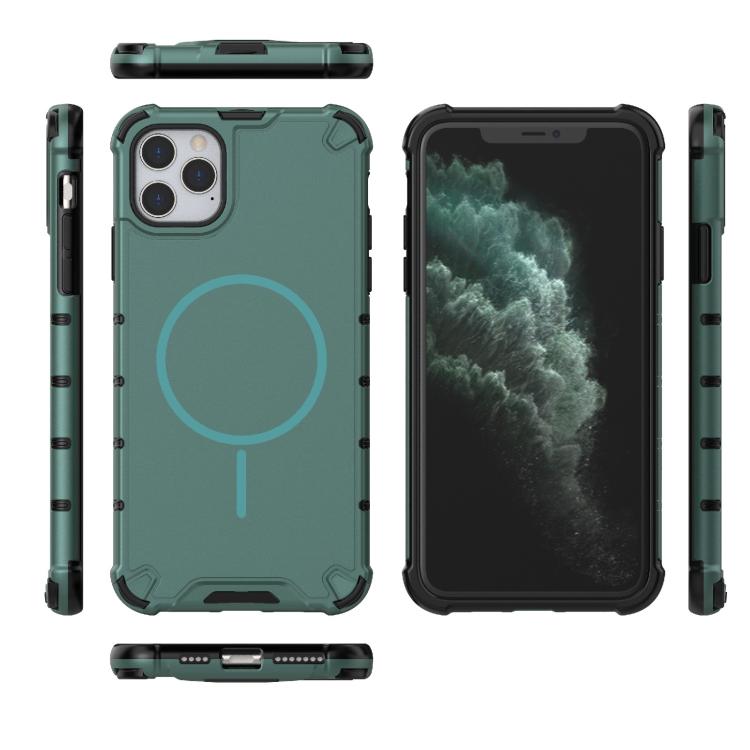 For iPhone 11 Pro Max Grating Solid Color MagSafe Magnetic Phone Case