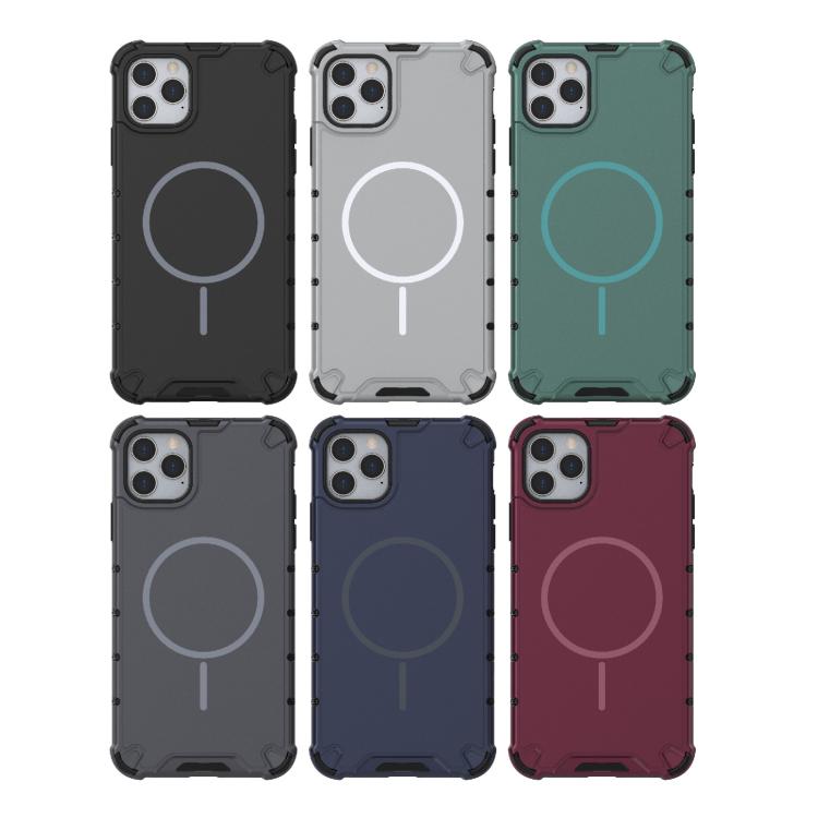 For iPhone 11 Pro Max Grating Solid Color MagSafe Magnetic Phone Case