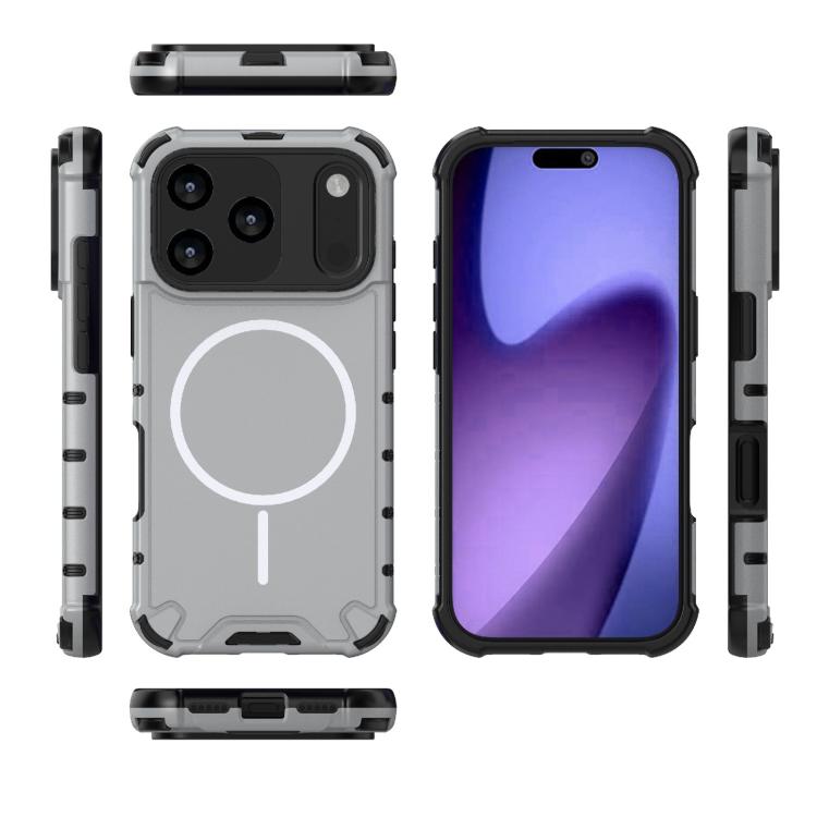 For iPhone 17 Pro Grating Solid Color MagSafe Magnetic Phone Case