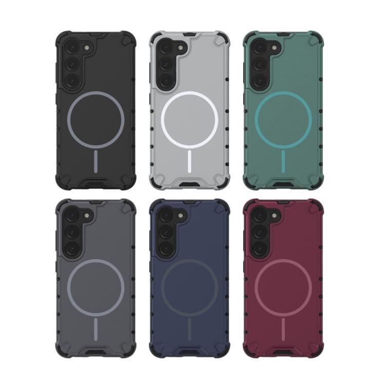 For Samsung Galaxy S23 5G Grating Solid Color MagSafe Magnetic Phone Case