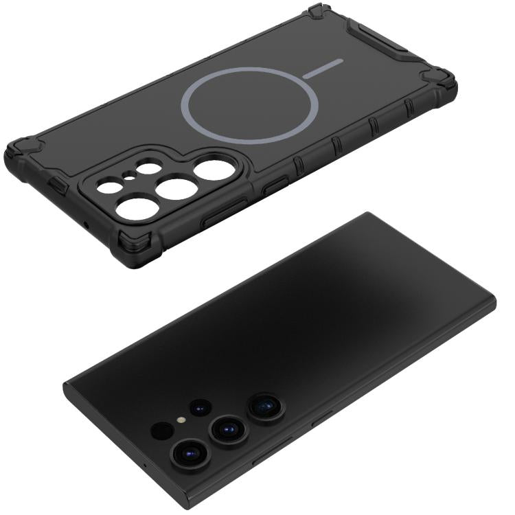 For Samsung Galaxy S23 Ultra 5G Grating Solid Color MagSafe Magnetic Phone Case