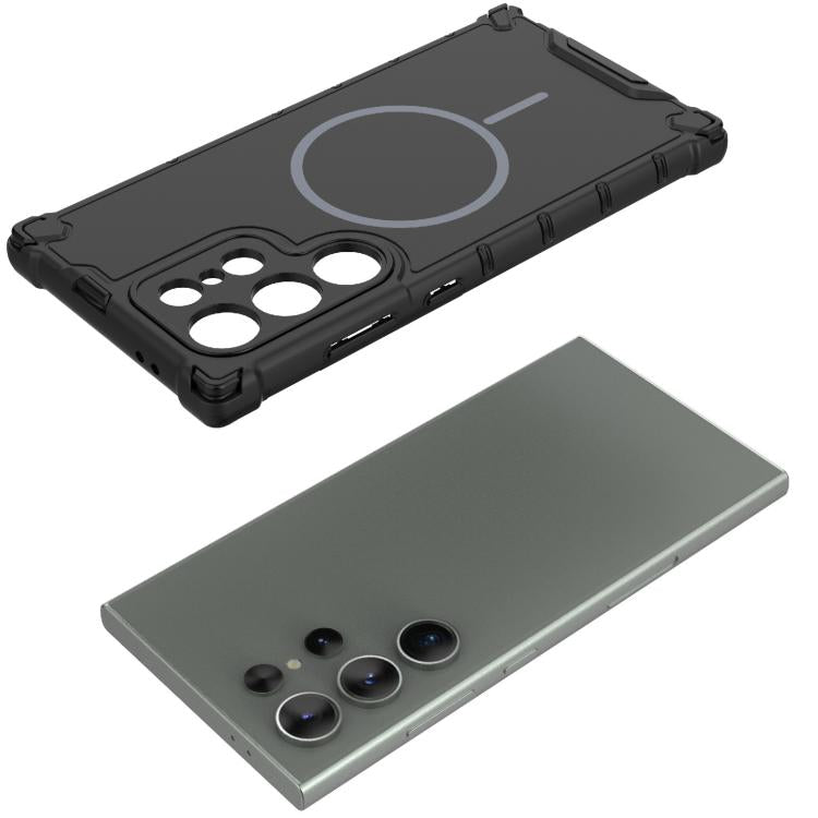 For Samsung Galaxy S24 Ultra 5G Grating Solid Color MagSafe Magnetic Phone Case
