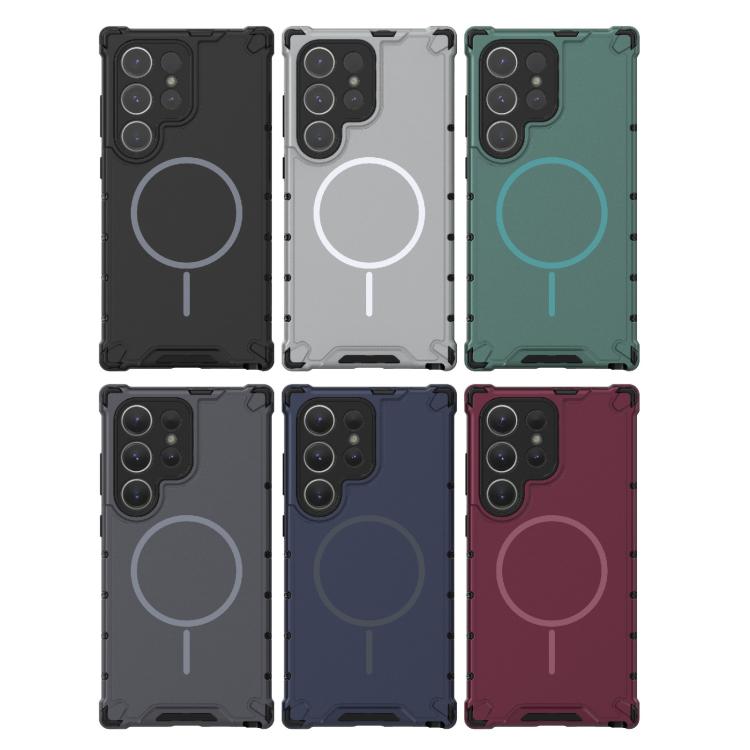 For Samsung Galaxy S24 Ultra 5G Grating Solid Color MagSafe Magnetic Phone Case