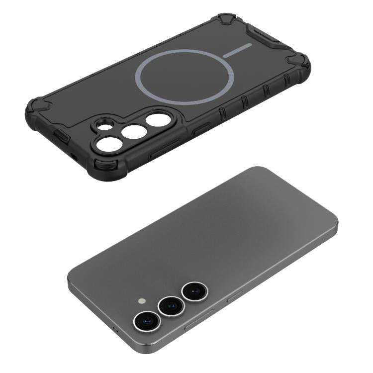 For Samsung Galaxy S25 5G Grating Solid Color MagSafe Magnetic Phone Case