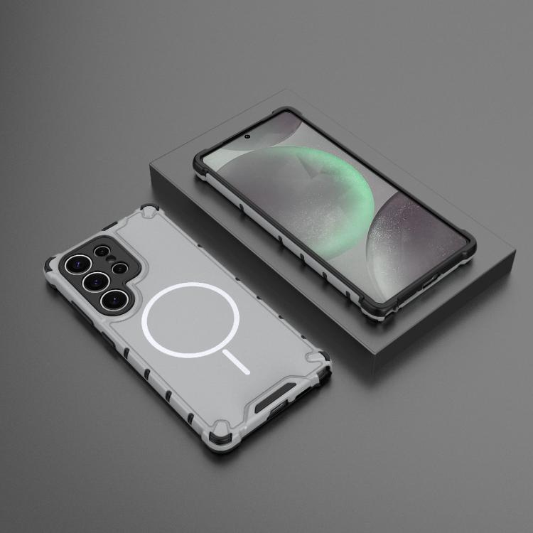 For Samsung Galaxy S25 Ultra 5G Grating Solid Color MagSafe Magnetic Phone Case