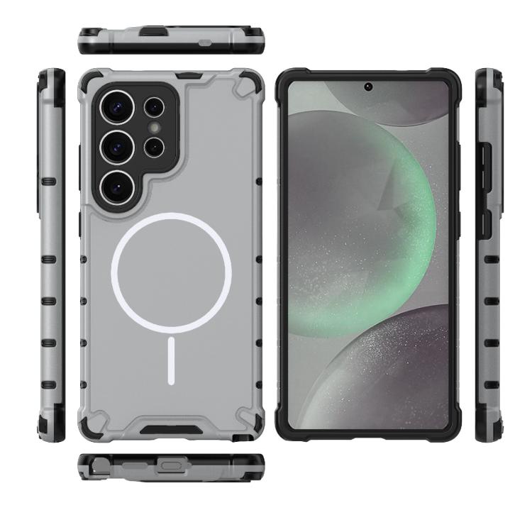 For Samsung Galaxy S25 Ultra 5G Grating Solid Color MagSafe Magnetic Phone Case