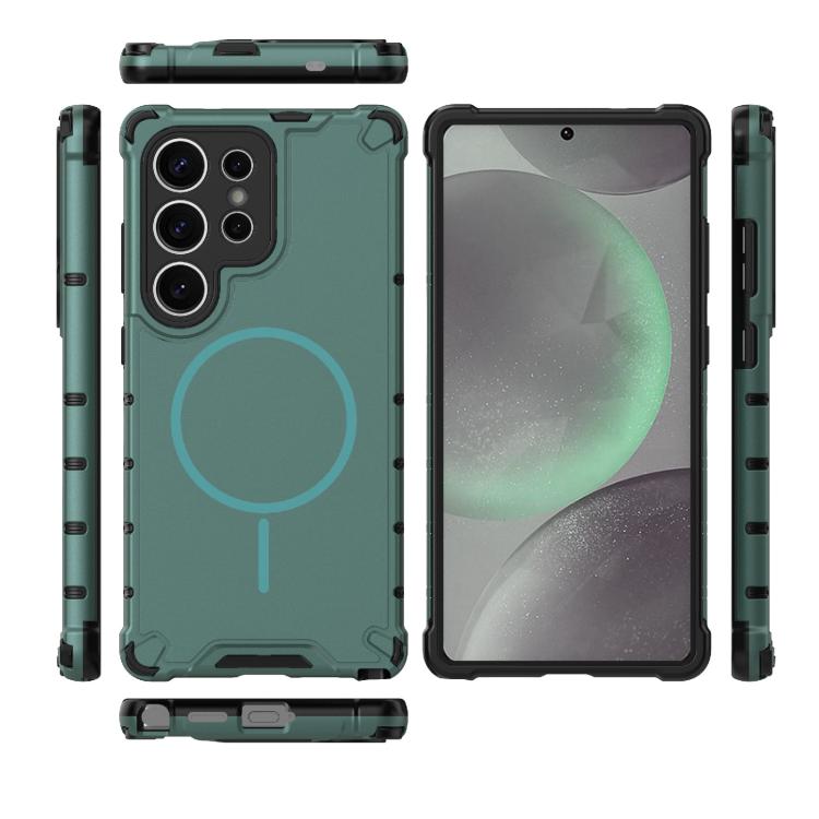 For Samsung Galaxy S25 Ultra 5G Grating Solid Color MagSafe Magnetic Phone Case