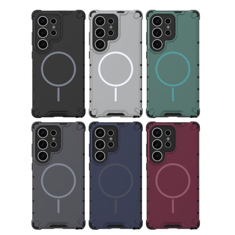 For Samsung Galaxy S25 Ultra 5G Grating Solid Color MagSafe Magnetic Phone Case