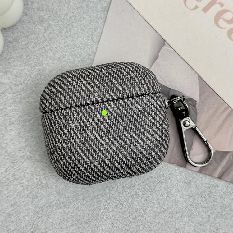 For AirPods Pro 2 Diagonal Striped Leather Bluetooth Earphone Protective Case