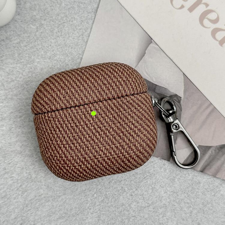 For AirPods 3 Diagonal Striped Leather Bluetooth Earphone Protective Case