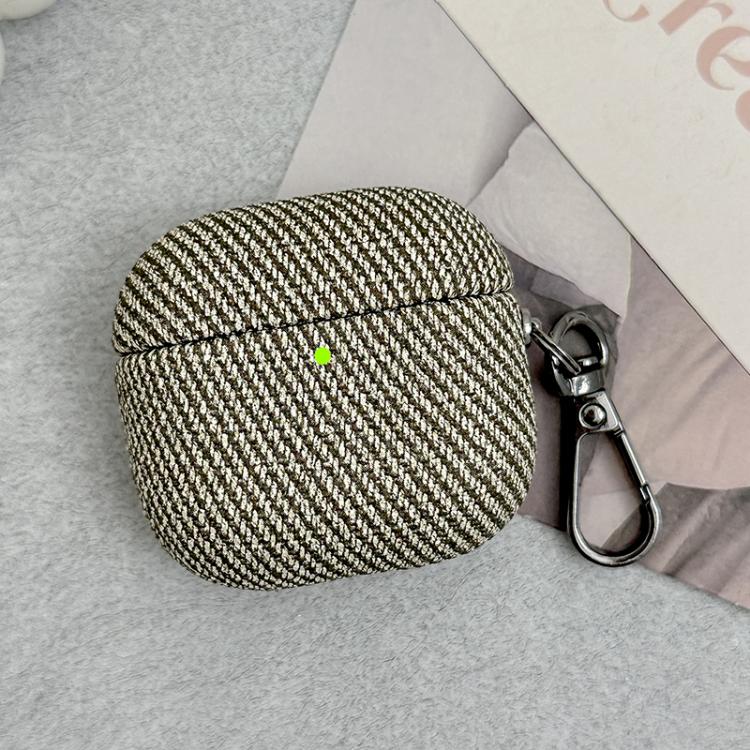 For AirPods 3 Diagonal Striped Leather Bluetooth Earphone Protective Case